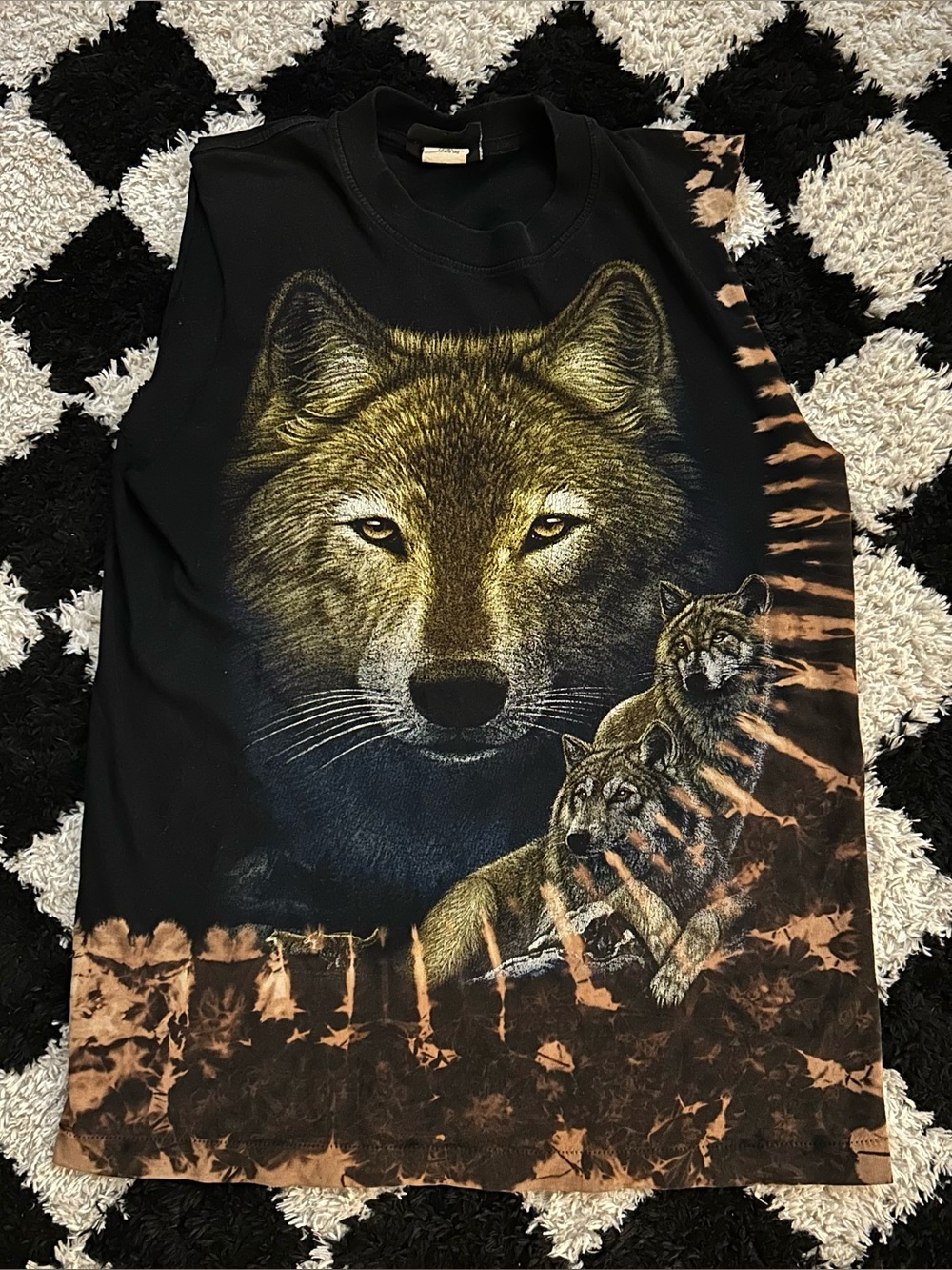 VTG JAY’S ROCK  WOLF T-Shirt CUT TANK ALL OVER PRINT GRAPHIC MEDIUM DISTRESSED